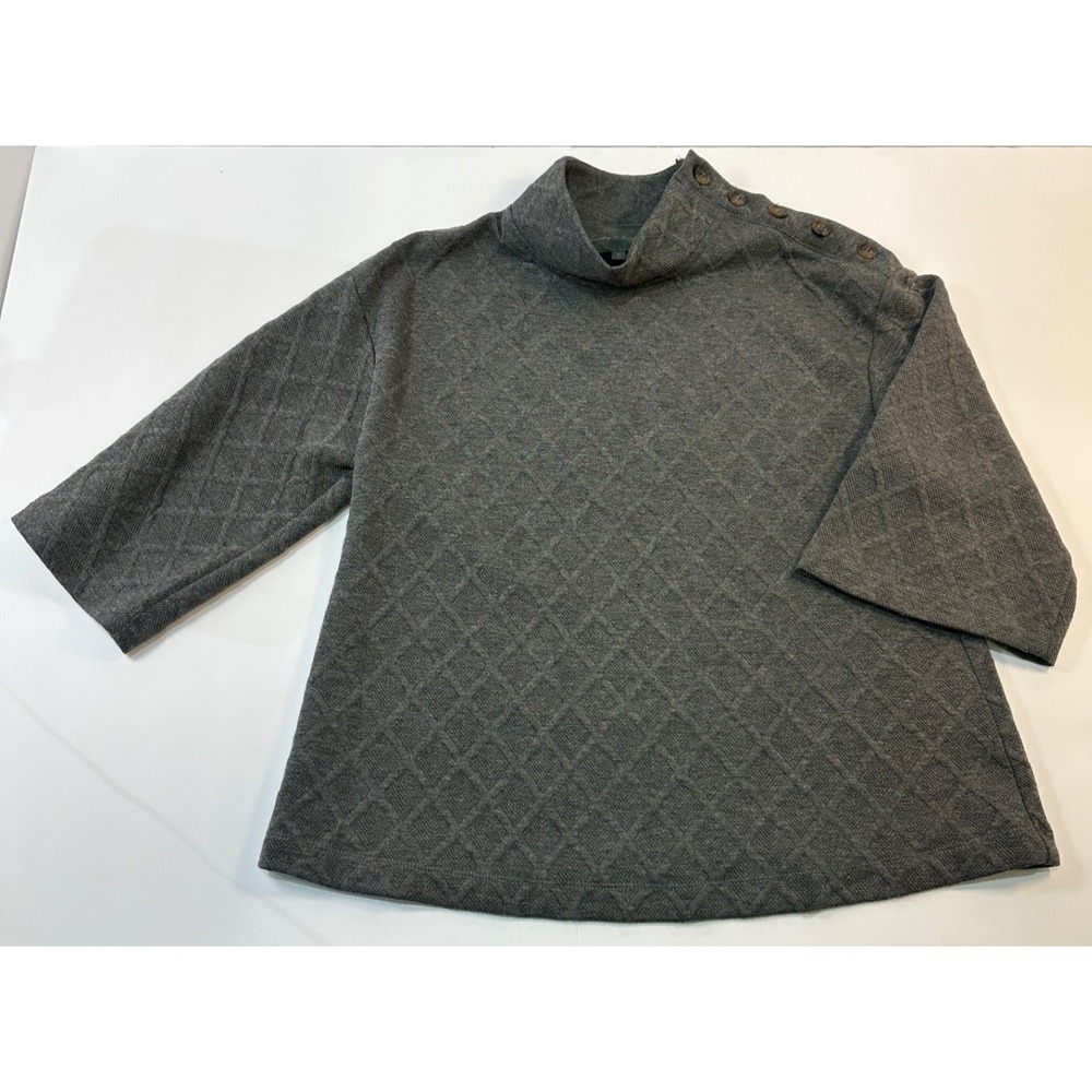 Anthropologie Sunday In Brooklyn Gray Cable Mock Neck Button Sweater Womens M